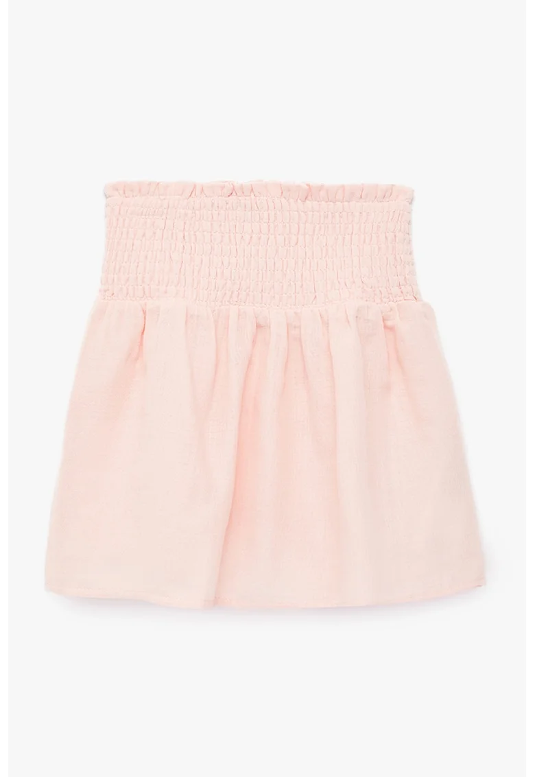 Fusta de bumbac cu banda cu insertie cu fir elastis in talie, Roz pastel