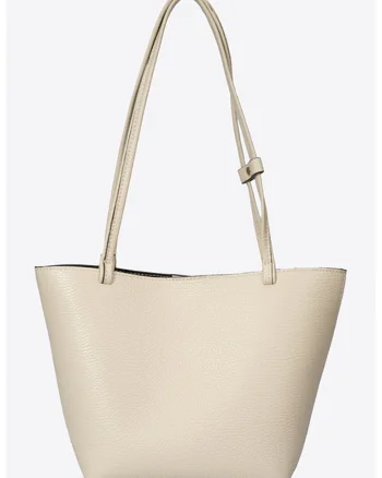 Geanta shopper din piele granulata, Bej deschis