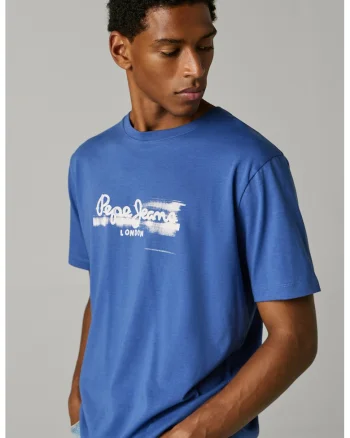 Tricou din bumbac cu logo, Alb/Albastru safir