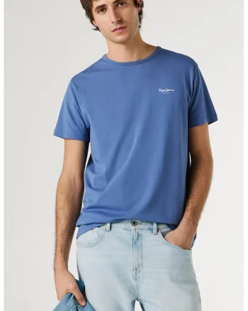 Tricou din amestec de bumbac cu logo, Albastru safir
