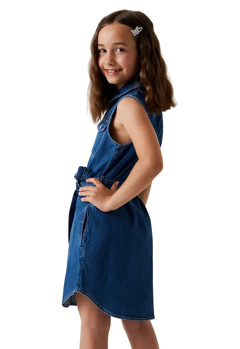 Rochie mini cu nasturi, Denim Blue