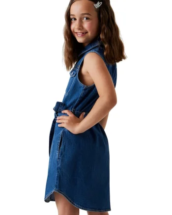 Rochie mini cu nasturi, Denim Blue