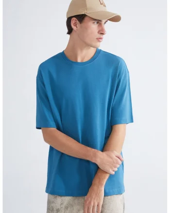 Tricou lejer din bumbac, Albastru