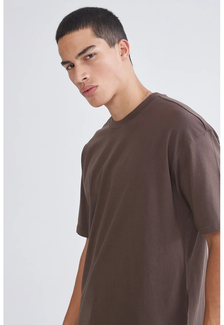 Tricou lejer din bumbac, Maro