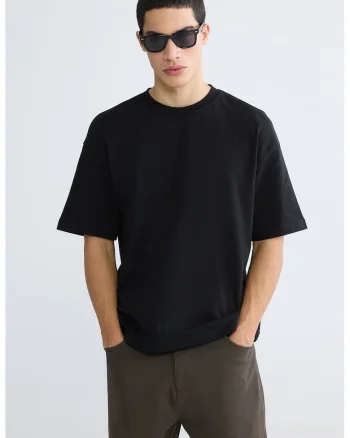 Tricou lejer din bumbac, Negru