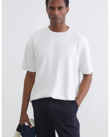 Tricou uni cu maneci cazute, Alb