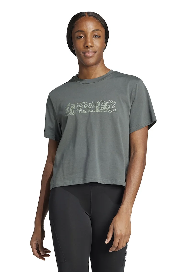 Tricou de bumbac pentru drumetii, Verde pal
