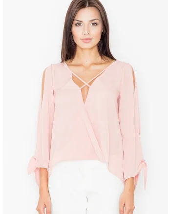 Bluza dama,  Poliester/Elastan/Viscoza, Cu umerii goi, Roz