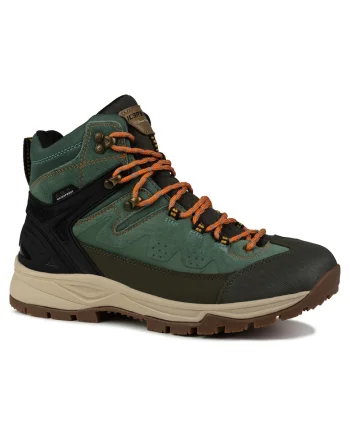 Ghete trekking barbati  Wynne, impermeabile, piele naturala, verde, profil inalt