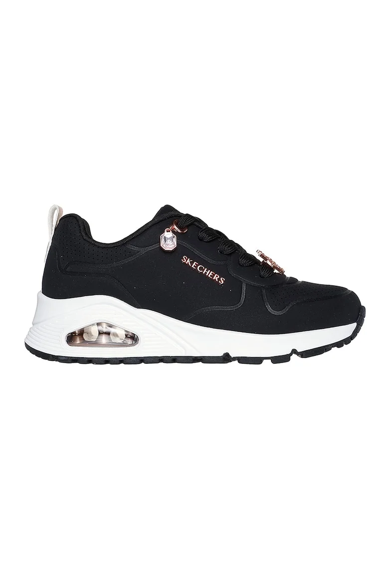 Pantofi sport Uno Gen 1 de piele ecologica cu aplicatie metalica, Negru/Auriu rose