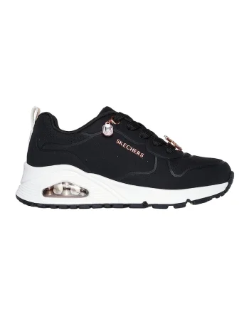 Pantofi sport Uno Gen 1 de piele ecologica cu aplicatie metalica, Negru/Auriu rose