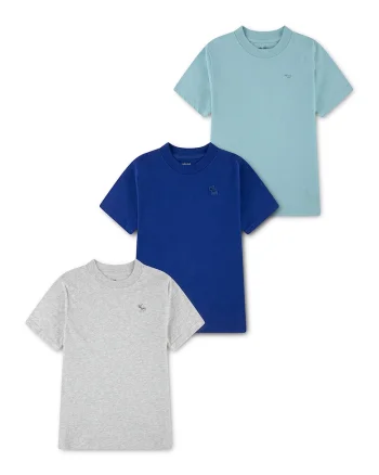 Set de tricouri din amestec de bumbac - 3 piese, Albastru inchis/Turcoaz/Gri melange