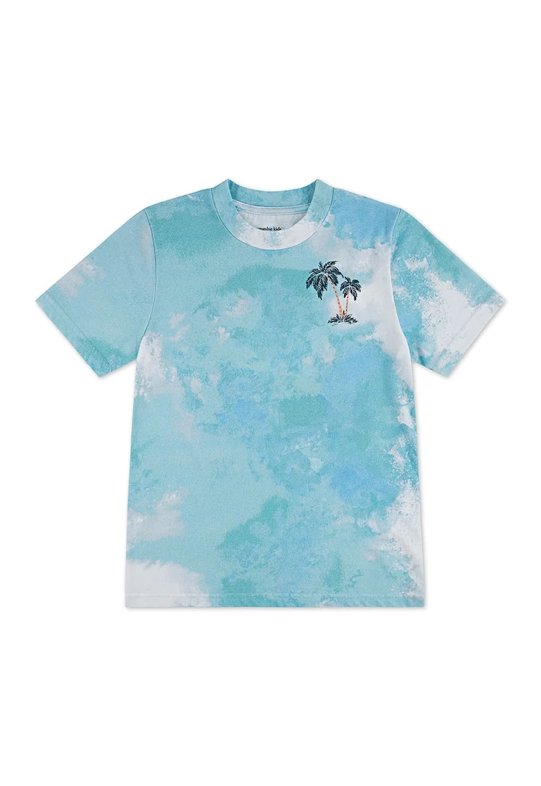 Tricou cu imprimeu pe partea din spate Palm Springs, Turcoaz/Verde englez