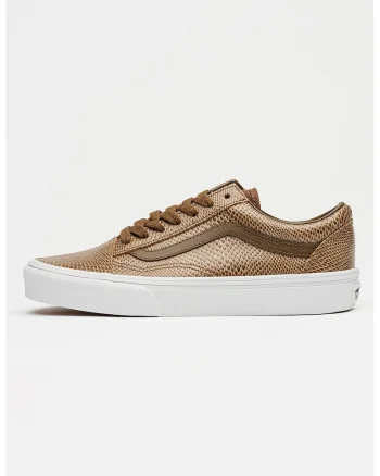 Pantofi sport Old Skool din piele cu model reptila, Maro