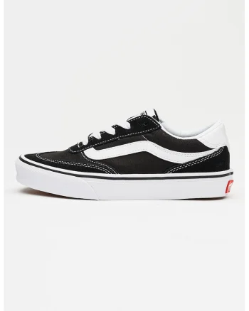 Tenisi Brooklyn cu piele intoarsa, Alb/Negru