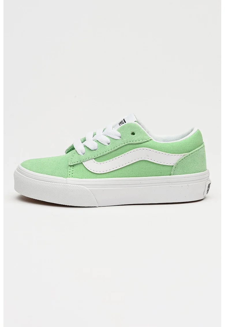 Pantofi sport Vero cu detalii din piele intoarsa, Alb/Verde lime