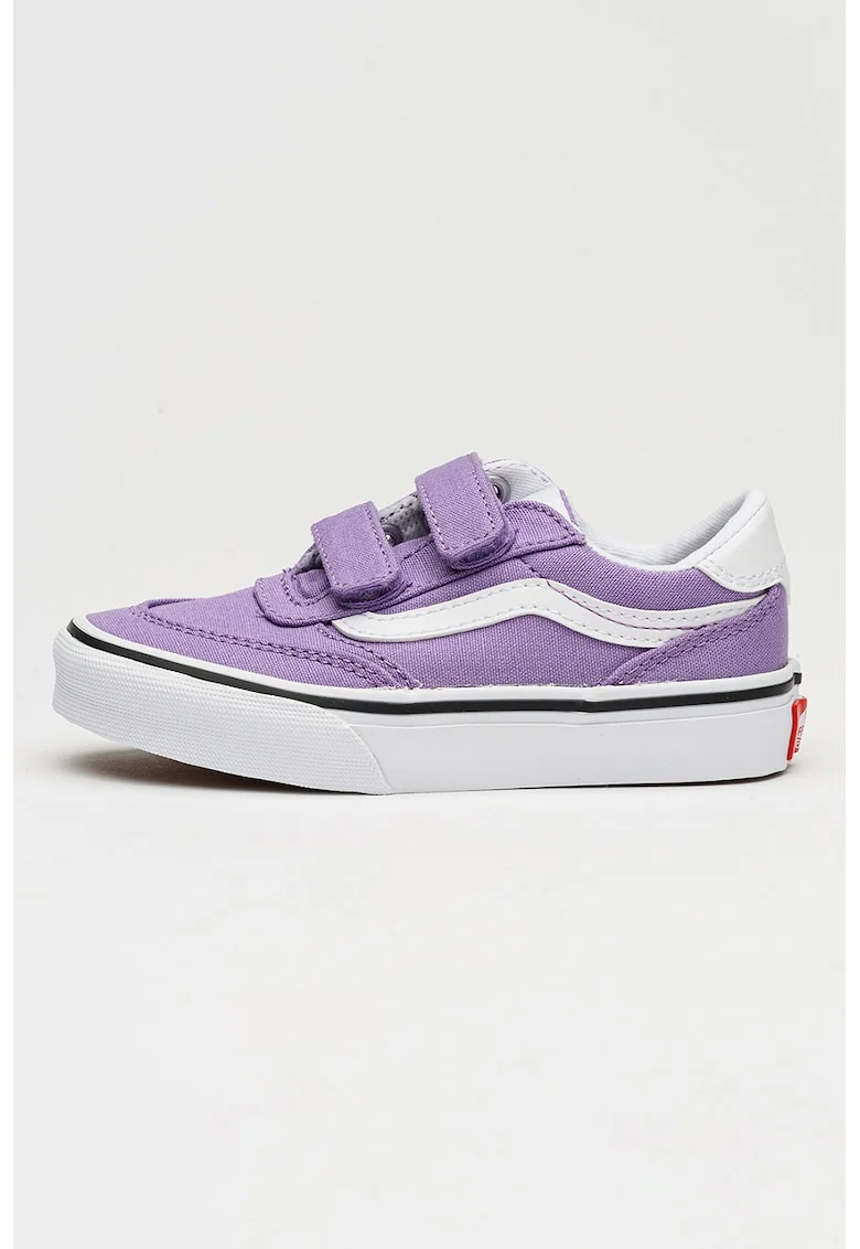 Tenisi Brooklyn cu inchidere velcro si piele intoarsa, Violet