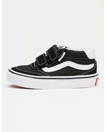 Tenisi Brooklyn cu inchidere velcro si piele intoarsa, Alb/Negru