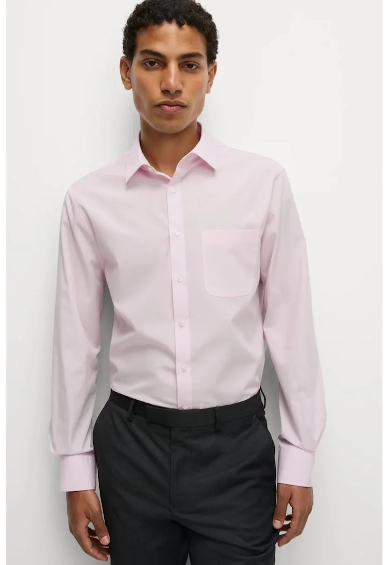 Set de camasa slim fit din bumbac - 3 piese, Roz deschis/Albastru deschis