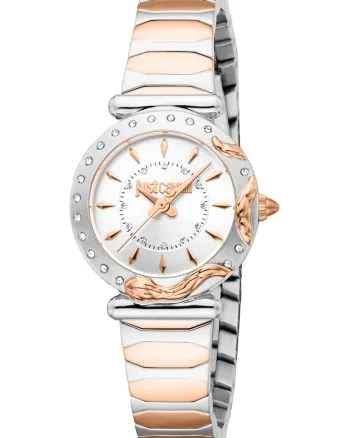 Ceas quartz cu cristale, Auriu rose/Argintiu