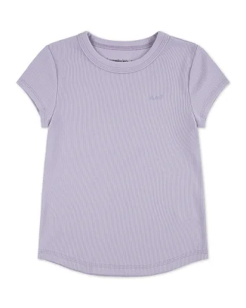 Tricou striat cu logo discret, Violet deschis