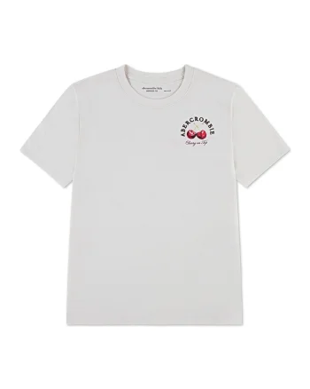 Tricou din amestec de bumbac cu imprimeu cirese, Rosu/Gri deschis