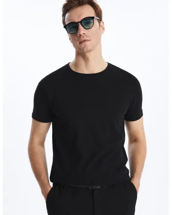 Tricou slim fit de bumbac, Negru