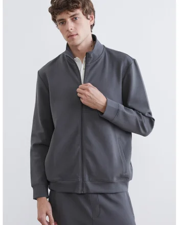 Bluza de trening cu croiala regular-fit si fermoar SouthBlue, Gri
