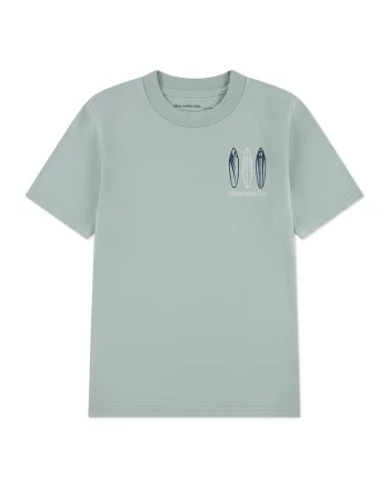 Tricou cu imprimeu pe partea din spate Surfs Up, Gri cenusiu/Gri carbune