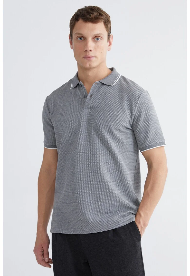 Tricou polo din amestec de bumbac, Gri