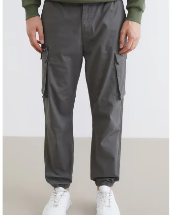Pantaloni cargo cu talie medie, Kaki