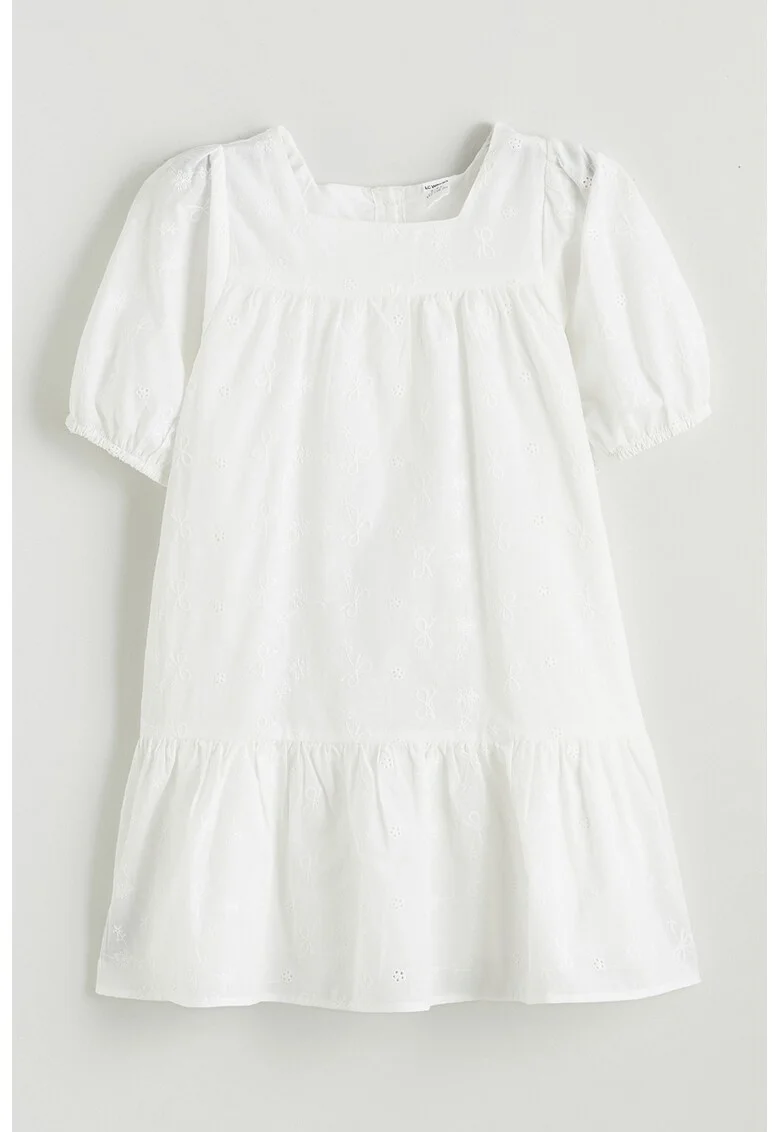 Rochie evazata cu model uni, Alb