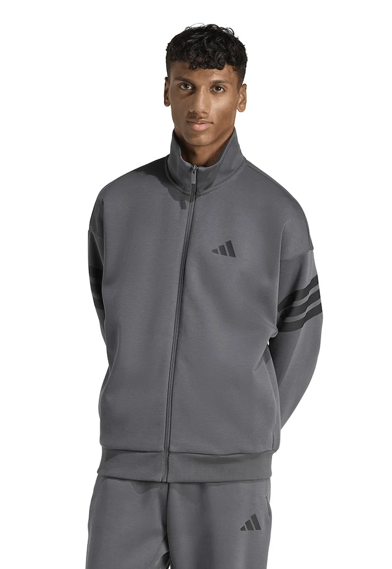 Bluza de trening cu fermoar si buzunare laterale, Gri