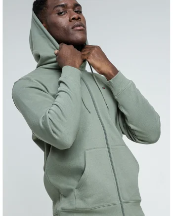 Hanorac regular fit cu fermoar si logo, Verde pal