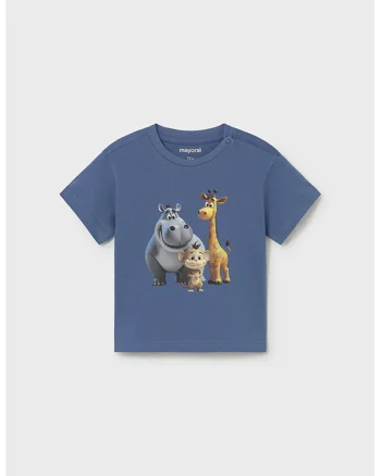 Tricou de bumbac cu imprimeu frontal, Gri/Albastru inchis/Galben sofran