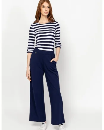 Bluza din amestec de bumbac, Alb/Bleumarin
