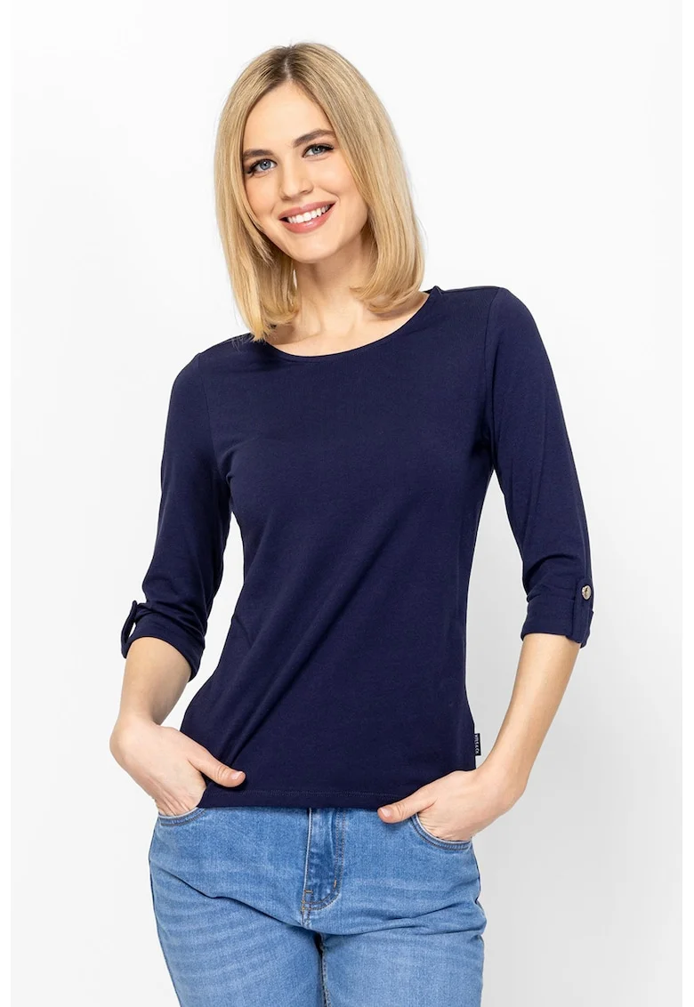 Bluza din amestec de bumbac, Bleumarin