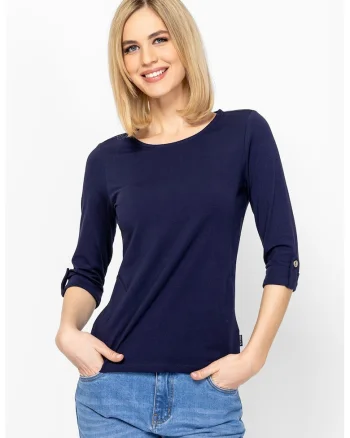 Bluza din amestec de bumbac, Bleumarin