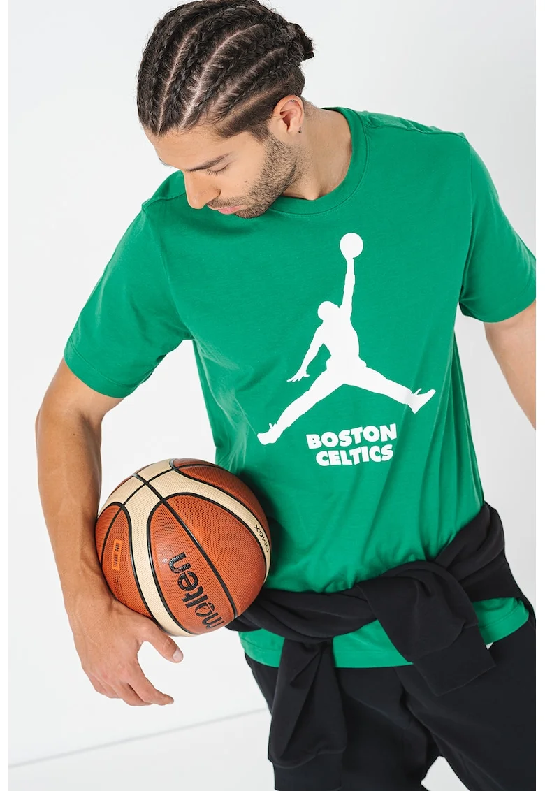 Tricou cu logo pentru baschet Boston Celtics, Alb/Verde aquamarin