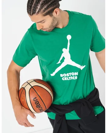 Tricou cu logo pentru baschet Boston Celtics, Alb/Verde aquamarin