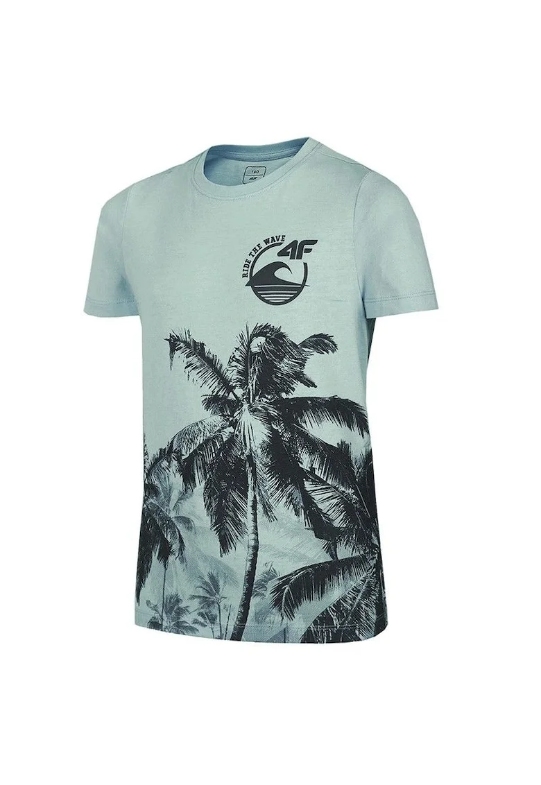Tricou sport copii,  Bumbac, Cu logo, Negru/Gri, Marimea 158