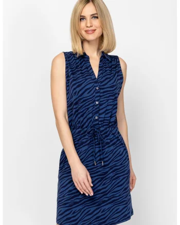 Rochie scurta cu model in dungi Volissa, Albastru