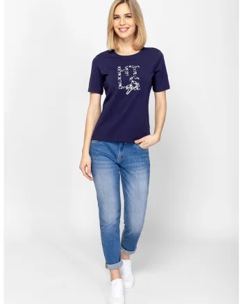 Tricou cu imprimeu logo Mertic, Alb/Albastru indigo