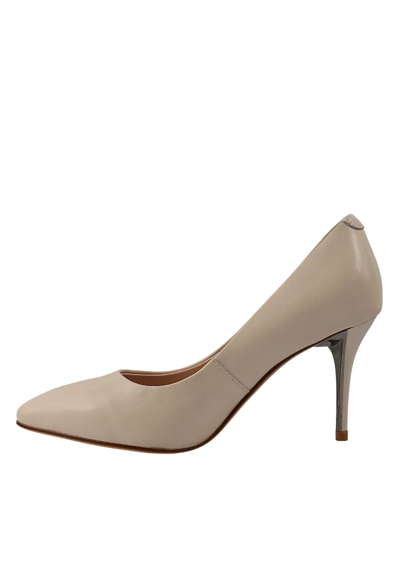Pantofi eleganti, dama,  JI80023A crem, piele naturala, toc