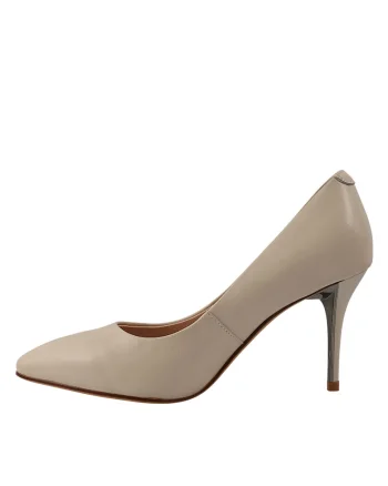 Pantofi eleganti, dama,  JI80023A crem, piele naturala, toc