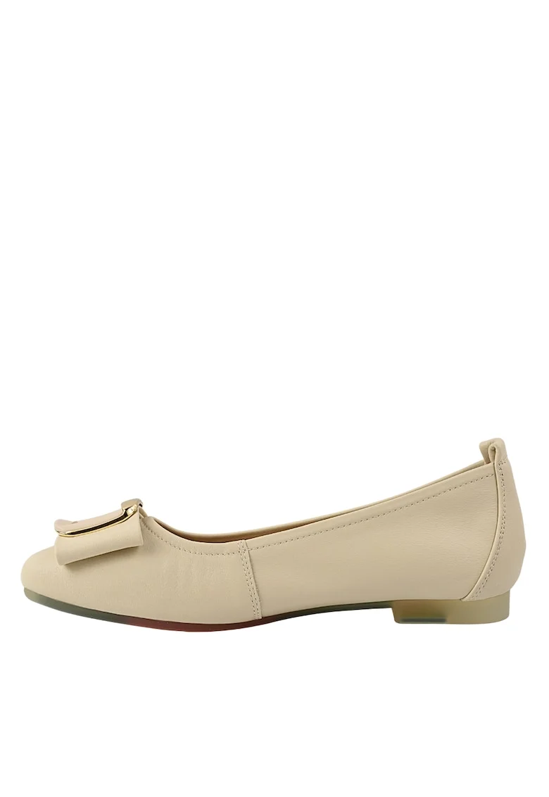 Balerini dama,  M480009B crem, piele naturala, toc, Crem