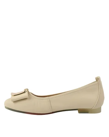 Balerini dama,  M480009B crem, piele naturala, toc, Crem