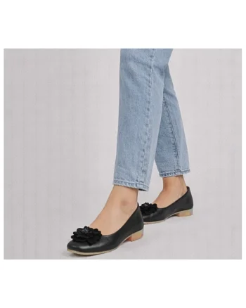 Balerini dama,  M480006A negru, piele naturala, toc, Negru