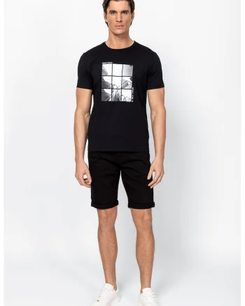 Tricou din bumbac cu imprimeu Marca, Alb/Negru