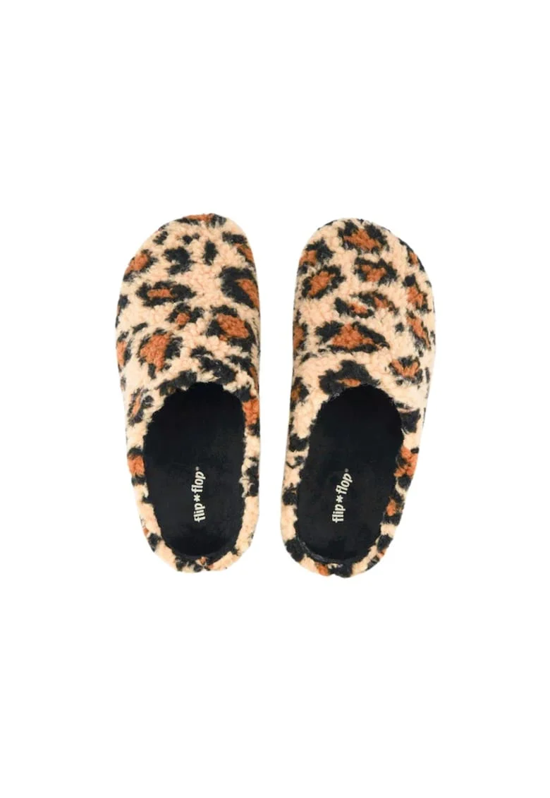 Papuci de casa cu animal print Mindy, Bej